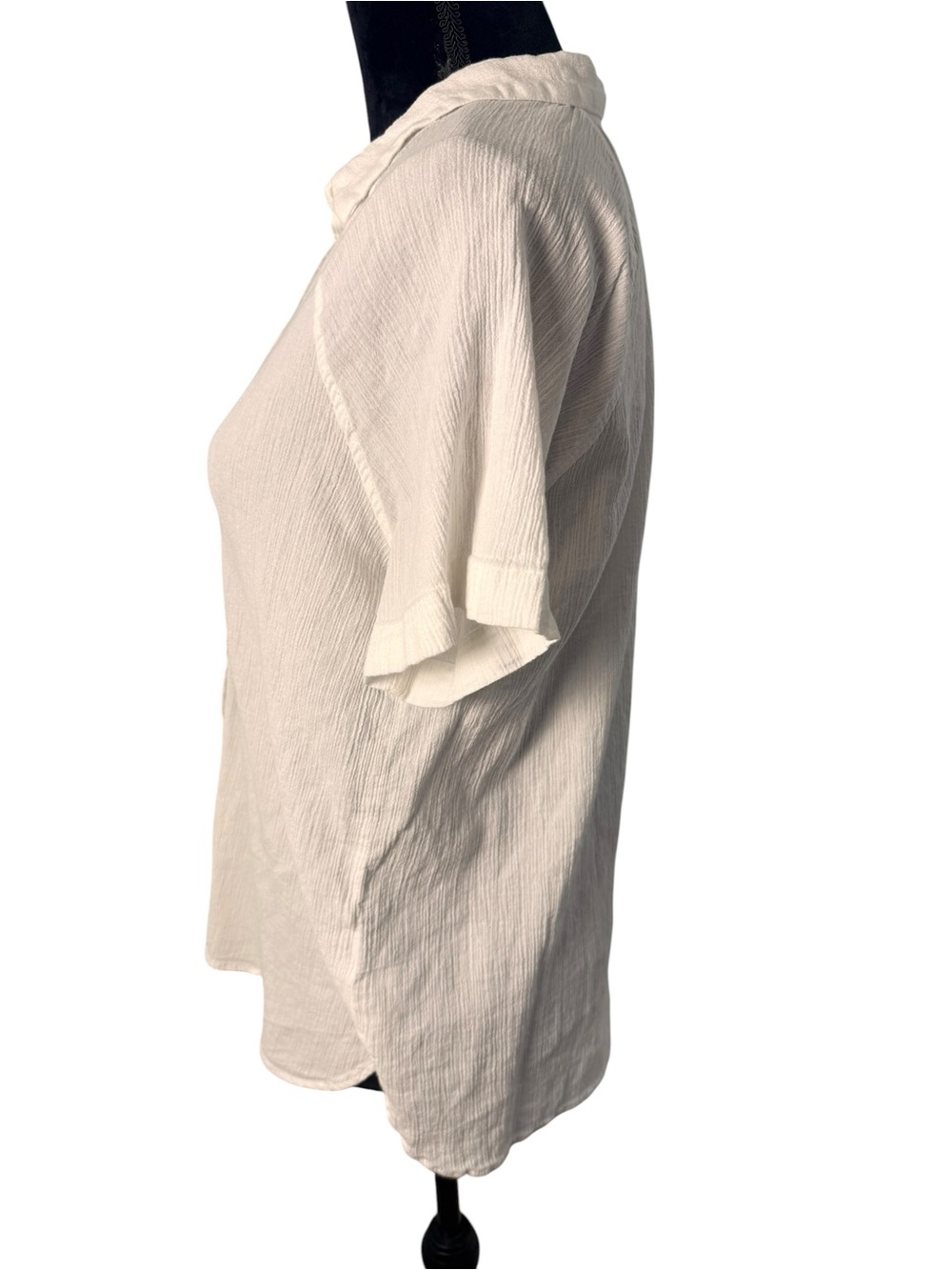 Madewell | White Cotton Short-Sleeve Button-Down Gauze Shirt | Sz M - Picture 3 of 7